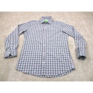 Mizzen Main Shirt Men Small Trim Fit Leeward Blue Pink Performance Button Up USA